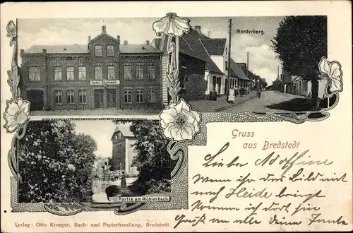 Ak Bredstedt in Nordfriesland, Norderberg, Hotel, Partie am Mühlenbach