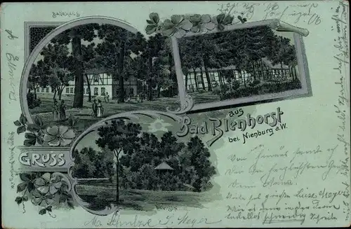 Mondschein Litho Bad Blenhorst Balge Niedersachsen, Badehaus, Gast und Logierhäuser, Pavillon