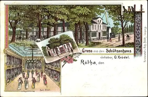 Litho Rötha Sachsen, Schützenhaus, Ball-Saal