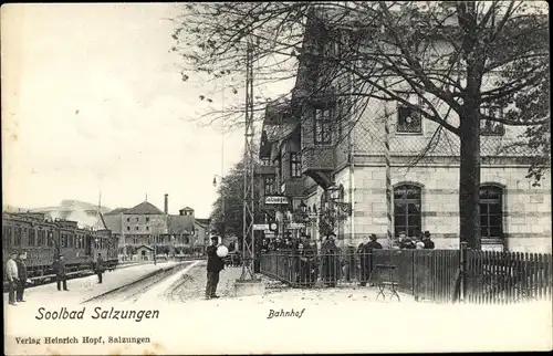 Ak Bad Salzungen im Wartburgkreis, Bahnhof, Bahnsteig, Eisenbahn