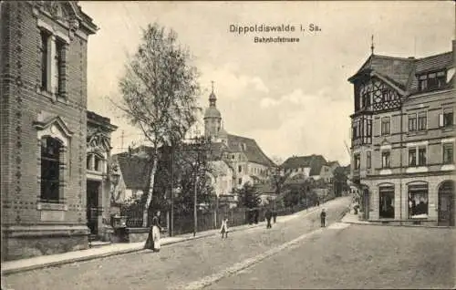 Ak Dippoldiswalde im Erzgebirge, Bahnhofstraße