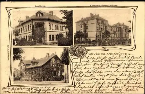 Ak Annahütte Schipkau in der Niederlausitz, Knappschaftskrankenhaus, Apotheke, Villa Dr. Kittel