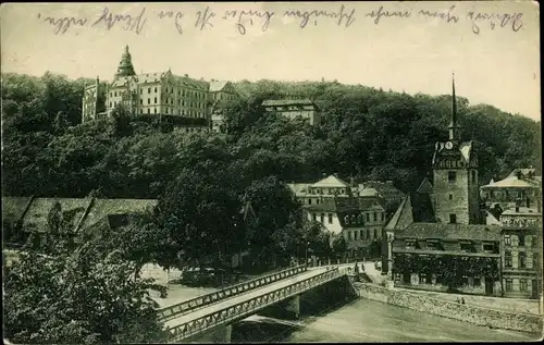 Ak Untermhaus Gera in Thüringen, Schloss Osterstein, Brücke, Kirche, 15. August 1924