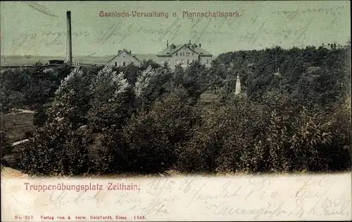 Ak Zeithain in Sachsen, Truppenübungsplatz, Garnison Verwaltung, Mannschaftspark