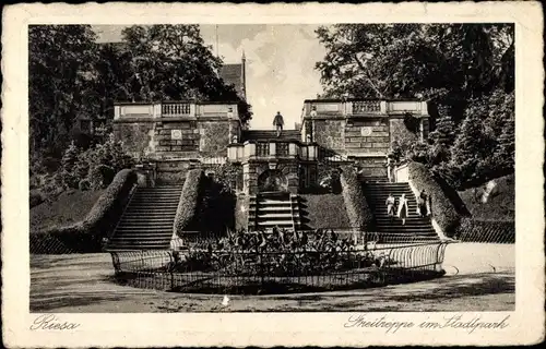 Ak Riesa an der Elbe Sachsen, Freitreppe im Stadtpark