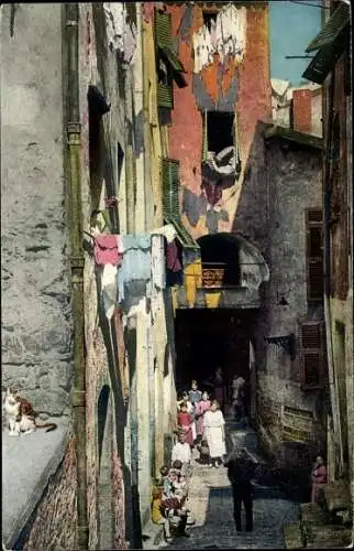 Ak Menton Alpes Maritimes, Rue Massoni