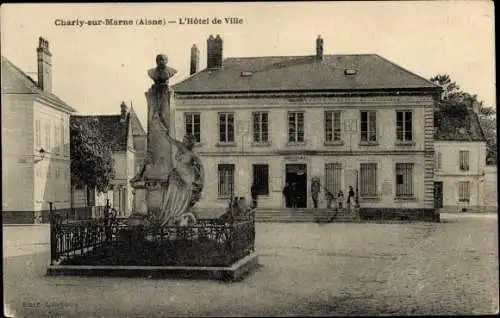 Ak Charly sur Marne Aisne, Rathaus