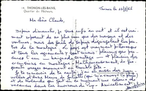 Ak Thonon les Bains Haute Savoie, Fischerviertel