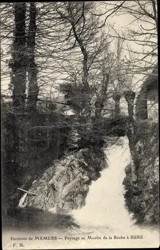 Ak Mamers Sarthe, Landschaft am Moulin de la Roche in Sure