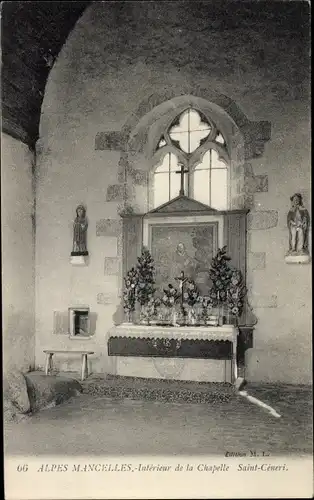 Ak Alpes Mancelles Sarthe, Kapelle Saint-Ceneri, Altar