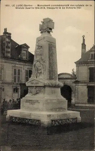 Ak Le Lude Sarthe, Denkmal für die Soldatinnen des Ersten Weltkriegs 1914-1918