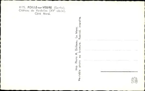 Ak Poille-sur-Vegre, Chateau de Verdelles, Nordküste