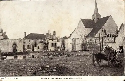 Ak Vauchamps Marne, Ferme, Ruine