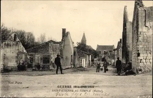 Ak Saint Étienne au Temple Marne, Ruinen