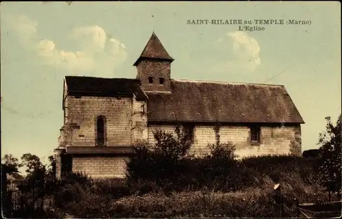 Ak Saint Hilaire au Temple Marne, l'Eglise