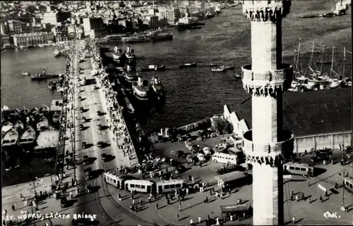 Ak Galata Konstantinopel Istanbul Türkiye, Brücke, Luftbild