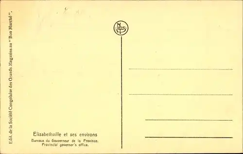 Ak Lubumbashi Elisabethville RD Kongo Zaire, Büros des Gouverneurs der Provinz