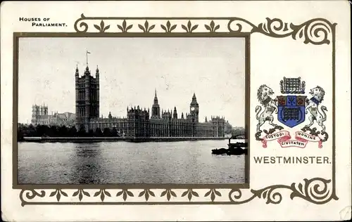 Wappen Ak City of Westminster London England, The Houses of Parliament