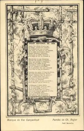 Lied Ak Nationallied von 1860, Van Campenhout, Ch. Rogier