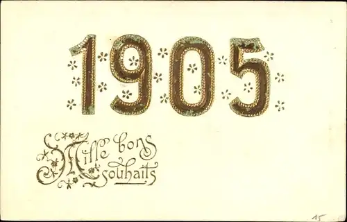 Präge Ak Glückwunsch Neujahr 1905, Blumen