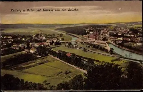 Ak Kettwig Essen im Ruhrgebiet, Kettwig von der Brücke, Ortsansicht