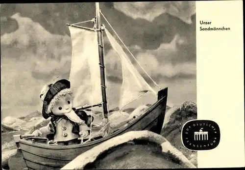 Ak Unser Sandmännchen, Sandmann, Segelboot, DDR Kinderfernsehen, S 26 64