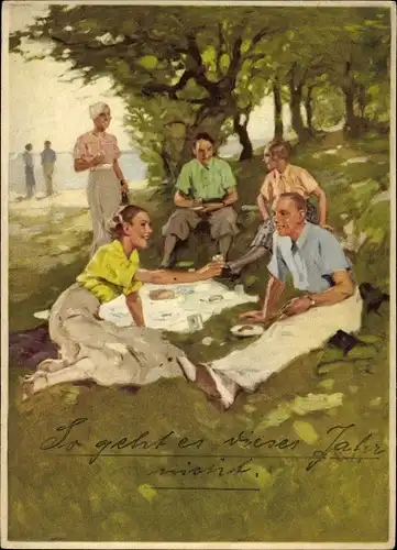 Künstler Ak Reklame Indanthren Farben, Ausflugsgesellschaft, Picknick