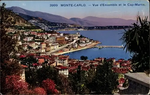 Ak Monte Carlo Monaco, Gesamtansicht, Cap-Martin