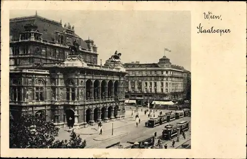 Ak Wien 1 Innere Stadt, Staatsoper, Straßenbahn