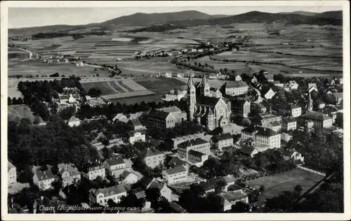 Ak Cham in der Oberpfalz, Ortsansicht, Flugzeugaufnahme