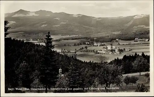 Ak Sommerau Lohberg im Bayerischen Wald, Ossermassiv, Blick vom Schneiderberg