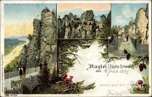 Litho Lohmen im Elbsandsteingebirge, Bastei, Basteibrücke