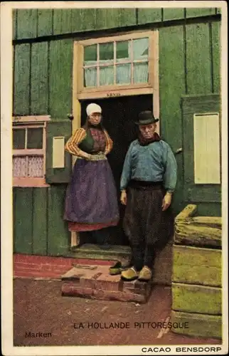 Ak Marken Nordholland Niederlande, Ehepaar in niederländischen Trachten