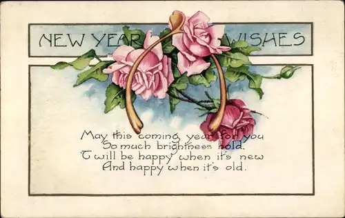 Präge Ak Glückwunsch Neujahr, Blühende Rosen