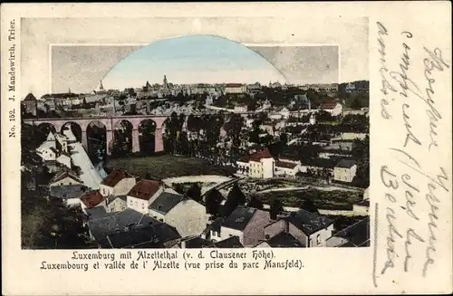 Ak Luxemburg Luxembourg, Stadt mit Alzettetal, Viadukt