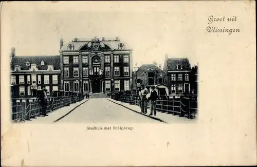 Ak Vlissingen Zeeland Niederlande, Rathaus mit Schipbrug