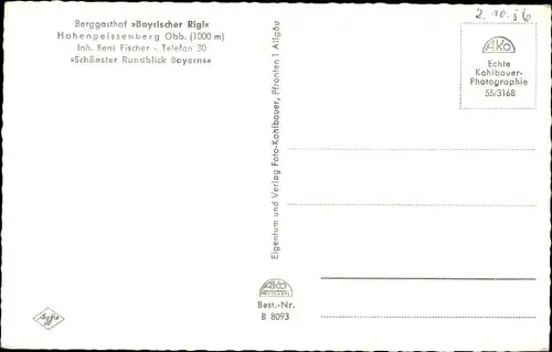Ak Hohenpeißenberg Peißenberg Oberbayern, Berggasthof Bayrischer Rigi