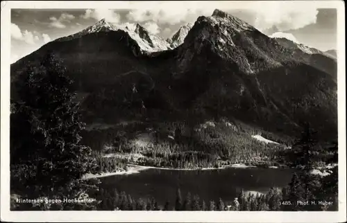 Ak Ramsau im Berchtesgadener Land Oberbayern, Hintersee, Blick gegen Hochkalter