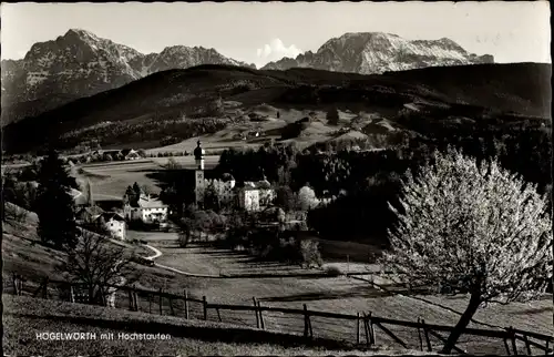 Ak Höglwörth Anger im Rupertiwinkel Oberbayern, Ortsansicht, Kirche, Klostergasthof Haus am See