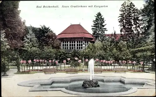 Ak Bad Reichenhall in Oberbayern, Neues Gradierwerk, Kurgarten, Springbrunnen