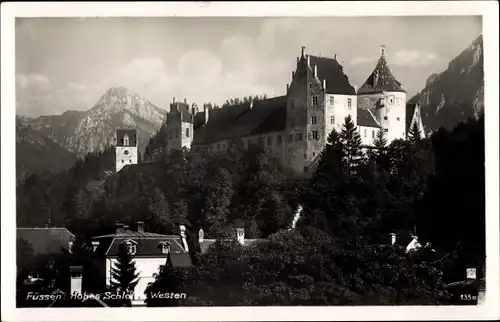Ak Füssen im Ostallgäu, Hohes Schloss v. Westen