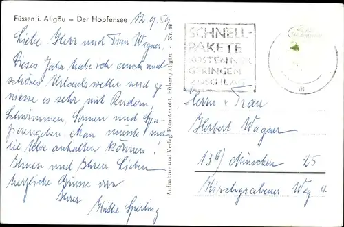 Ak Füssen im Ostallgäu, Hopfensee, Gebirge