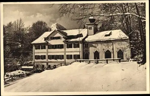 Ak Berchtesgaden in Oberbayern, Lehrerheim Schloss Fürstenstein, Winteransicht