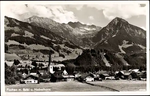 Ak Fischen im Allgäu Schwaben, Ortsansicht, Kirchturm, Rubi, Nebelhorn