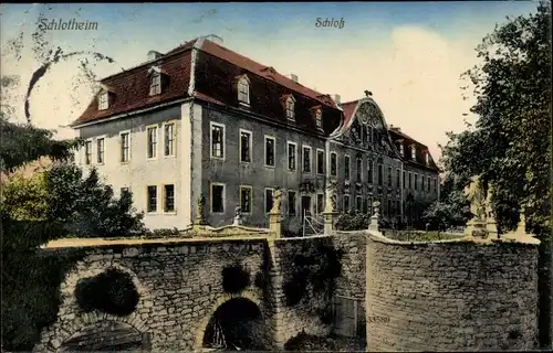 Ak Schlotheim Thüringen, Schloss, Brücke, Fassade