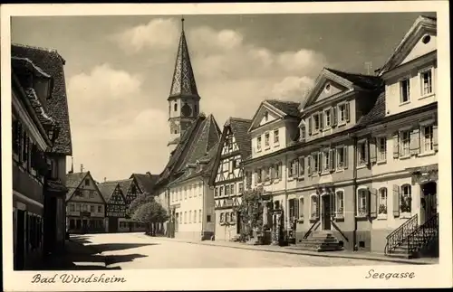 Ak Bad Windsheim in Mittelfranken Bayern, Seegasse, Kirchturm