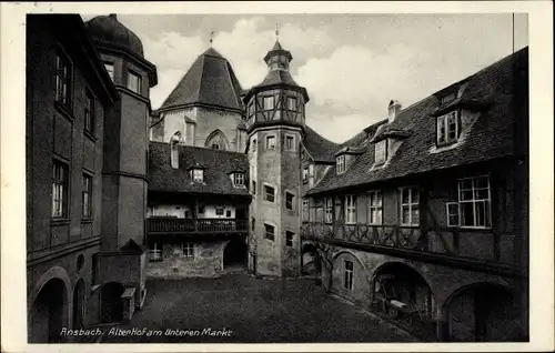 Ak Ansbach in Mittelfranken Bayern, Unterer Markt, Alter Hof