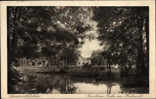 Ak Leipe Lübbenau im Spreewald, Forsthaus Eiche, Gasthaus, Hochwald