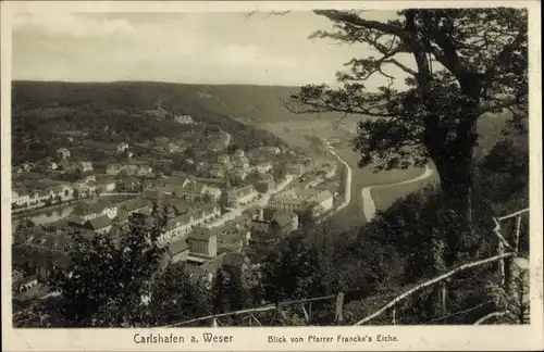 Ak Bad Karlshafen an der Weser, Blick von Pfarrer Franckes Eiche