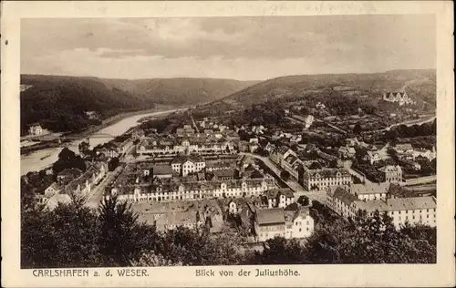Ak Bad Karlshafen an der Weser, Blick von der Juliushöhe